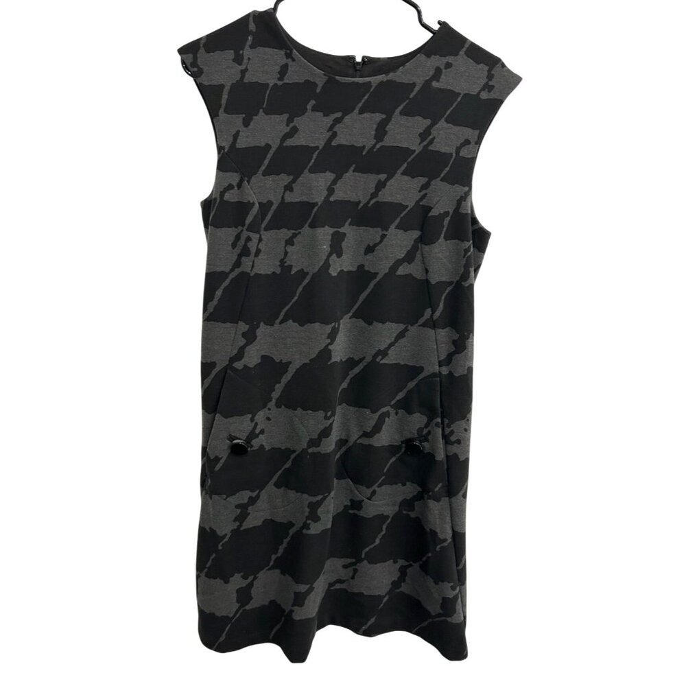 Michael Michael Kors Houndstooth Sleeveless Sheath Dress Size M Black Gray